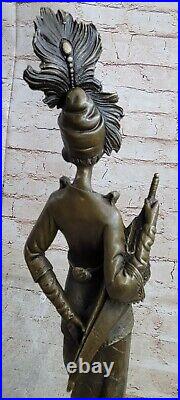 Vintage Maiden Jardin Fleurs Bronze Marbre Statue Sculpture Art Déco