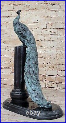 Vintage Style Art Nouveau Paon Statue Sculpture 100% Véritable Bronze Domestique