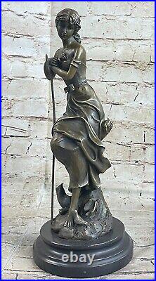 Vintage Style Maiden Jardin Fleurs Bronze Marbre Statue Sculpture Art Déco Gift