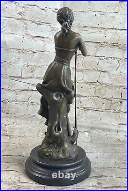Vintage Style Maiden Jardin Fleurs Bronze Marbre Statue Sculpture Art Déco Gift