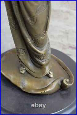 Vintage Victorien Maiden Jardin Fleurs Bronze Marbre Statue Sculpture Art Déco