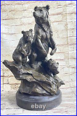 Western Antoine Barye Art Charles Ours Mère Cub Bronze Statue Sculpture Décor