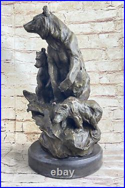 Western Antoine Barye Art Charles Ours Mère Cub Bronze Statue Sculpture Décor