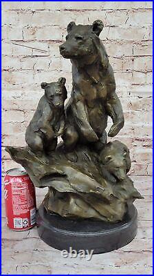Western Antoine Barye Art Charles Ours Mère Cub Bronze Statue Sculpture Solde