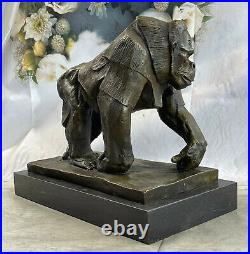 Western Art Déco Cuivre Bronze Marbre Gorilla Orang-Outan Fin Statue Sculpture