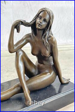 Western Art Déco Sculpture Sexy Nue Femme Érotique Nu Fille Bronze Statue Solde