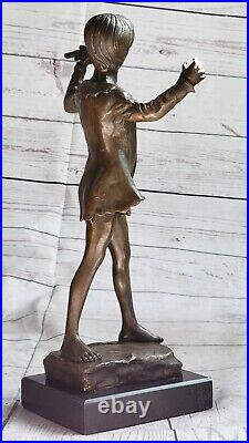 Western Art Décor Sculpture Homme Garçon à Jouer Flûte Bronze Marbre Statue