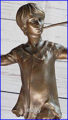 Western Art Décor Sculpture Homme Garçon à Jouer Flûte Bronze Marbre Statue