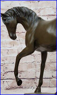 Western Bronze Marbre Art Statue Course Cheval Deco Sculpture Stallion
